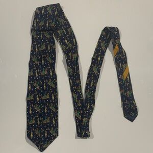 Salvatore Ferragamo Necktie 
Navy Tie with warrior  horse Print